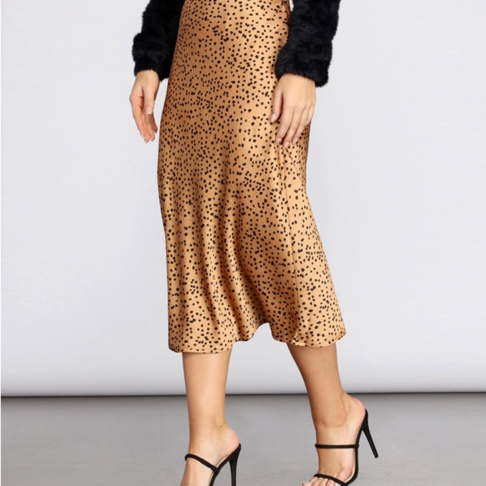 Nasty Gal Spotted Midi Skirt